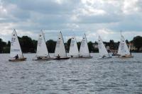 OK Jollen am Start einer Regatta